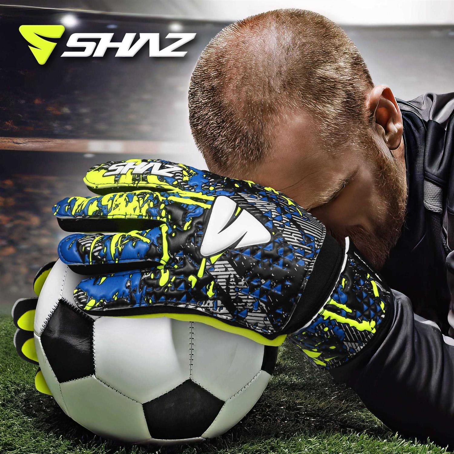 Shaz Soccer Goalkeeper Gloves for Kids Boys Children Youth,Funky Football Goalie Gloves Anti Slip 4mm Latex Palm with Strong Grip & Double Wrist - Image 4