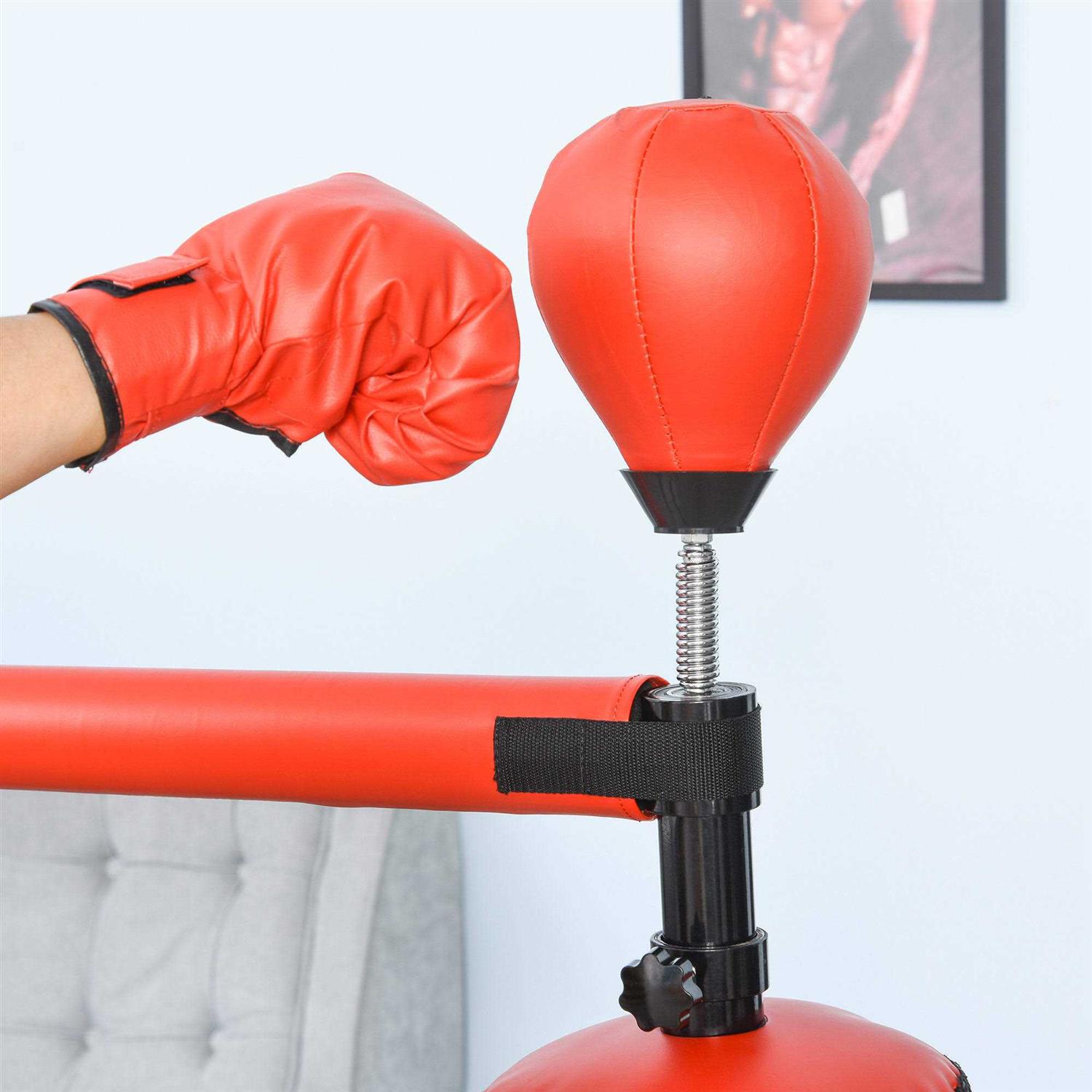 Soozier Boxing Speed Punch Bag Freestanding with Reflex Bar and Gloves Rotating Flexible Arm - Image 4