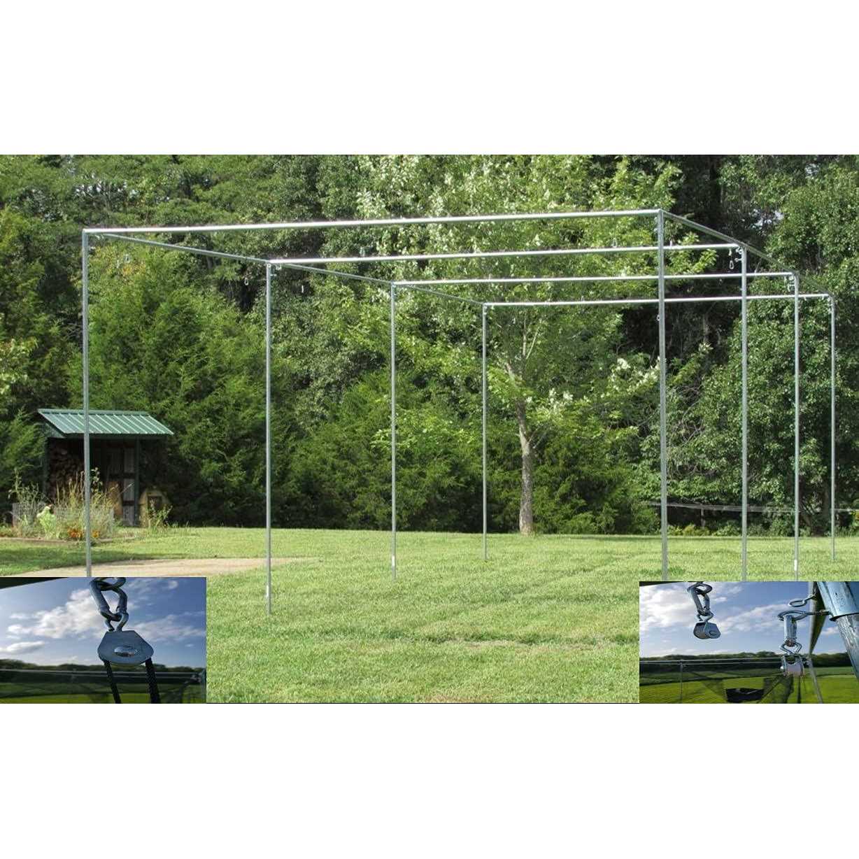 Jones-sports EZ Up & Down 10' H x 12' W x Frame Kit Only For Batting Cage Net