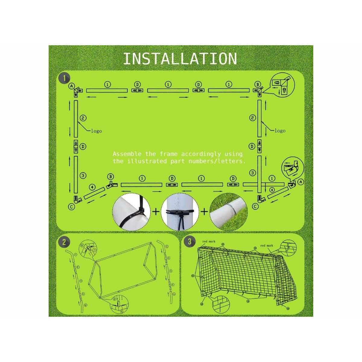 Vallerta Premier Portable 6 Ft Ayso Youth Regulation Size Soccer Goal. 62MM Diameter Heavy Duty PVC Frame w/Weatherproof 4mm Net. Practice - Image 3