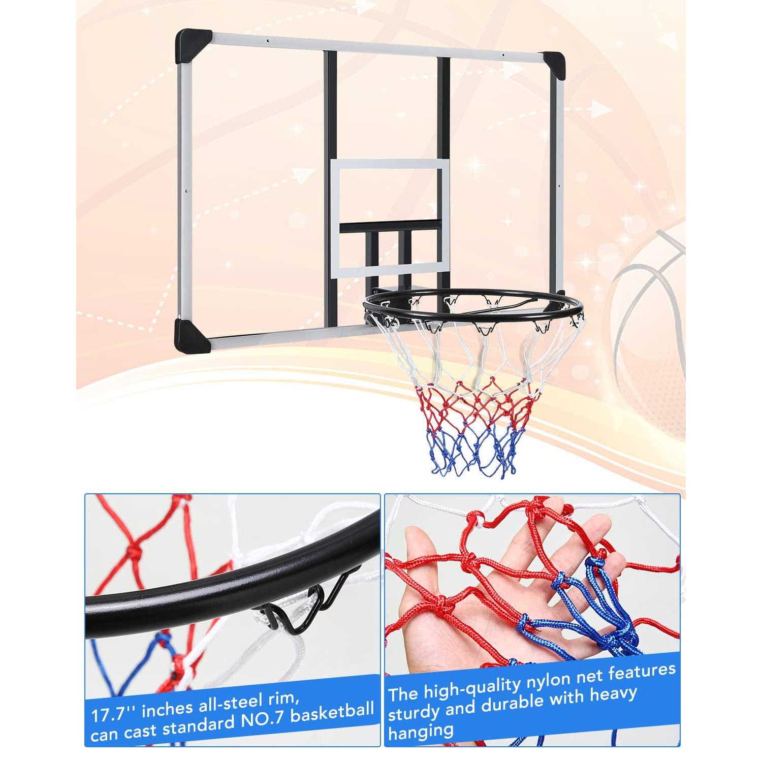 Maxkare 44 Basketball Backboard and Rim Combo Wall Mounted Basketball Hoop Outdoor Indoor for Kids Adults - Image 3