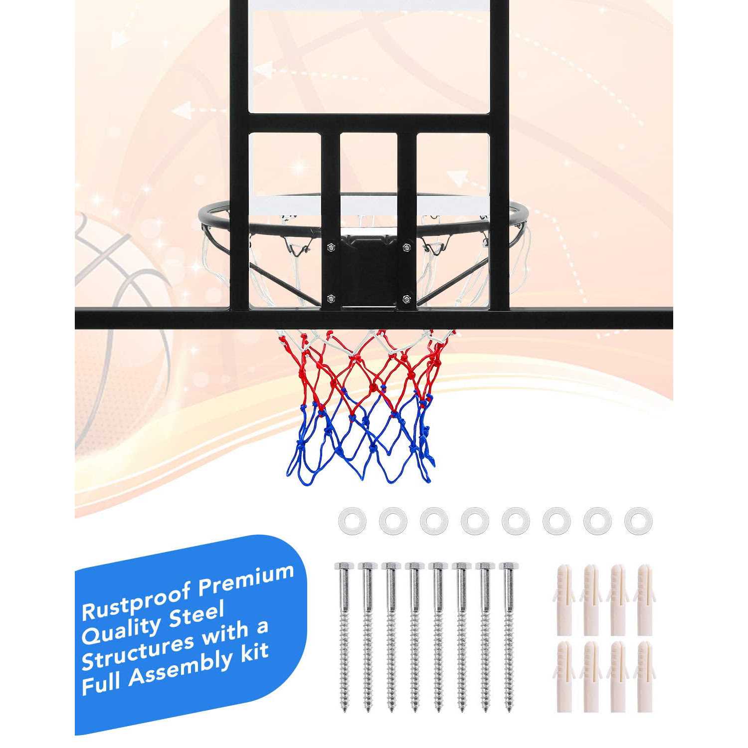 Maxkare 44 Basketball Backboard and Rim Combo Wall Mounted Basketball Hoop Outdoor Indoor for Kids Adults - Image 4