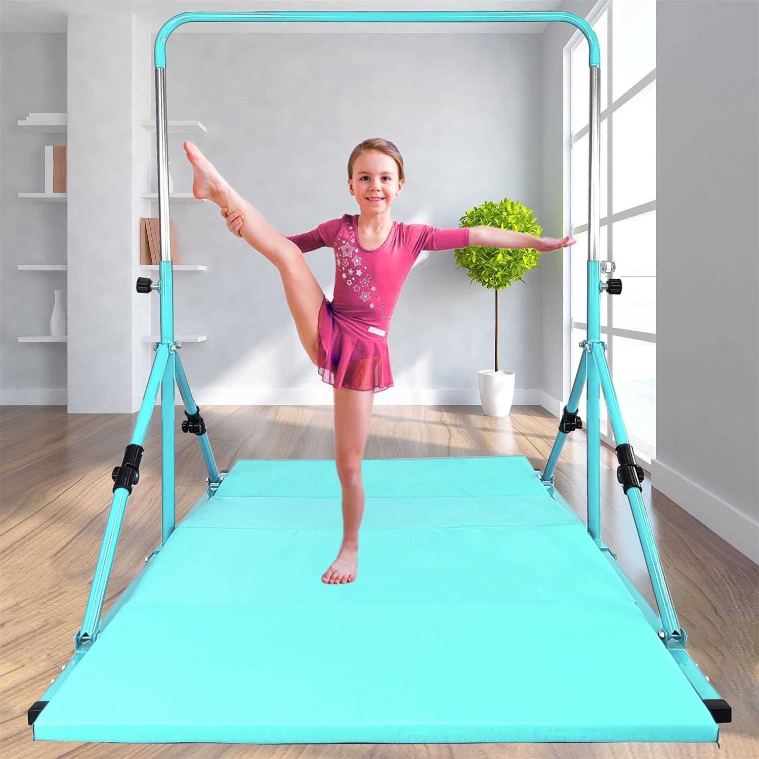 Seliyoo fodable Gymnastic kip bar, Gymnastics bar for Kids Ages 3-12,Adjustable Height from 33 to 49, Safety and Durable Triangle Base Gymnastics - Image 4
