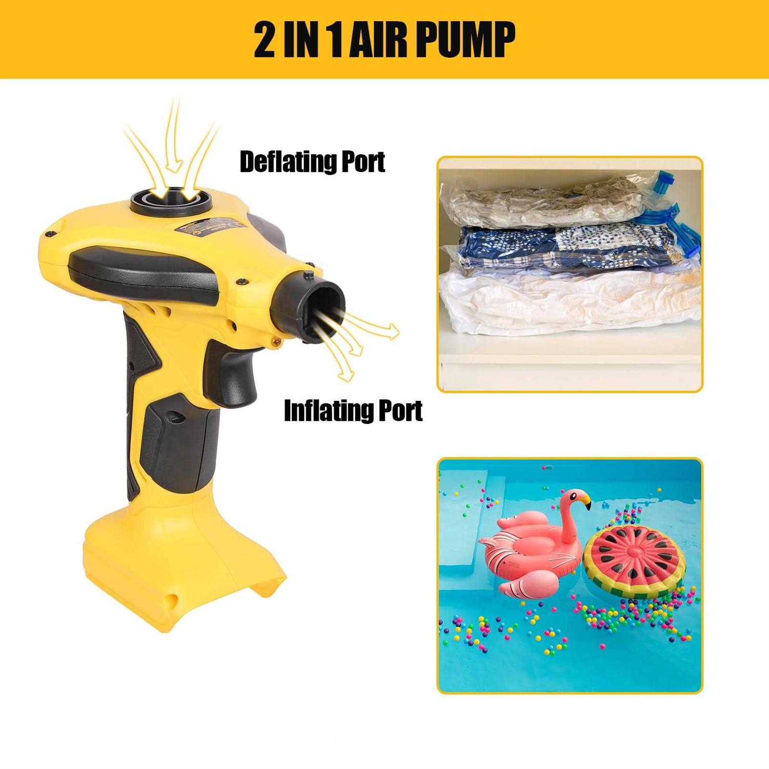 FORDWALT Cordless Air Pump Air Mattress Pump Mellif for Dewalt 20V Max Battery - Image 2