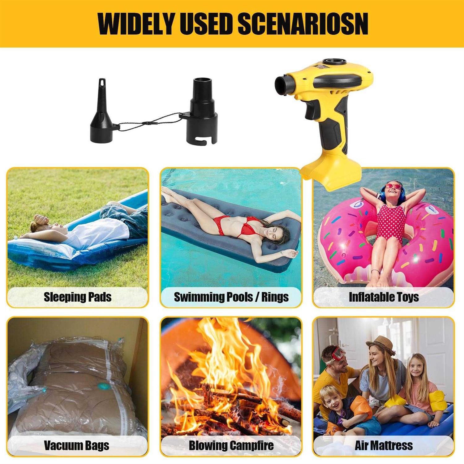 FORDWALT Cordless Air Pump Air Mattress Pump Mellif for Dewalt 20V Max Battery - Image 4