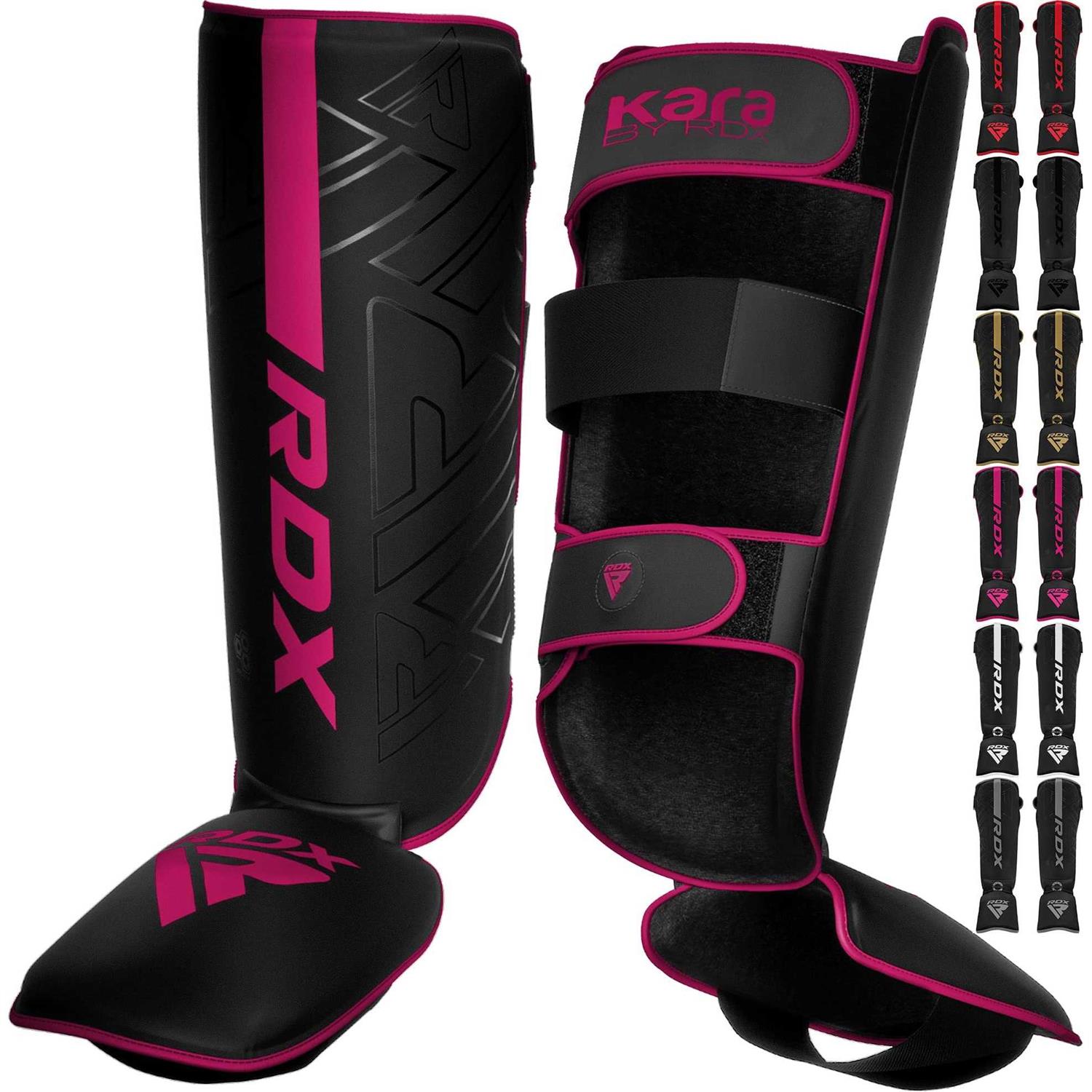 RDX Shin Guards for Kickboxing, Muay Thai and Training Pads Maya Hide Leather Kara Instep Foam Protection