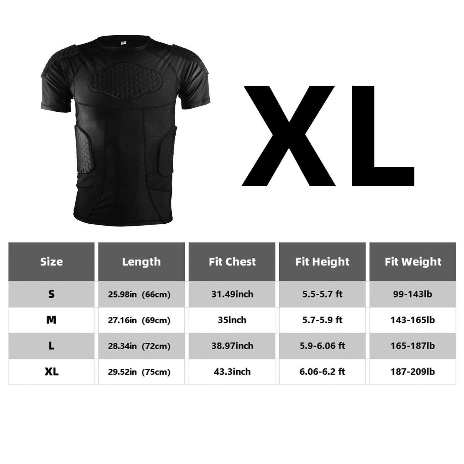 Boly Men's Padded Compression Shirt Protective Short Sleeve for Sports & Training - Image 4