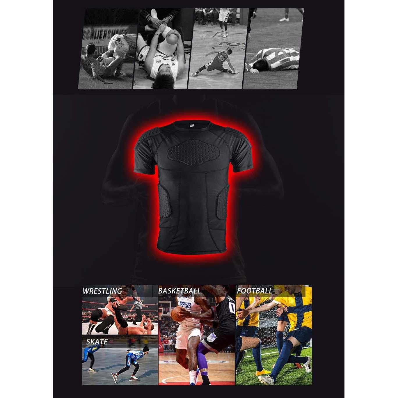Boly Men's Padded Compression Shirt Protective Short Sleeve for Sports & Training - Image 5