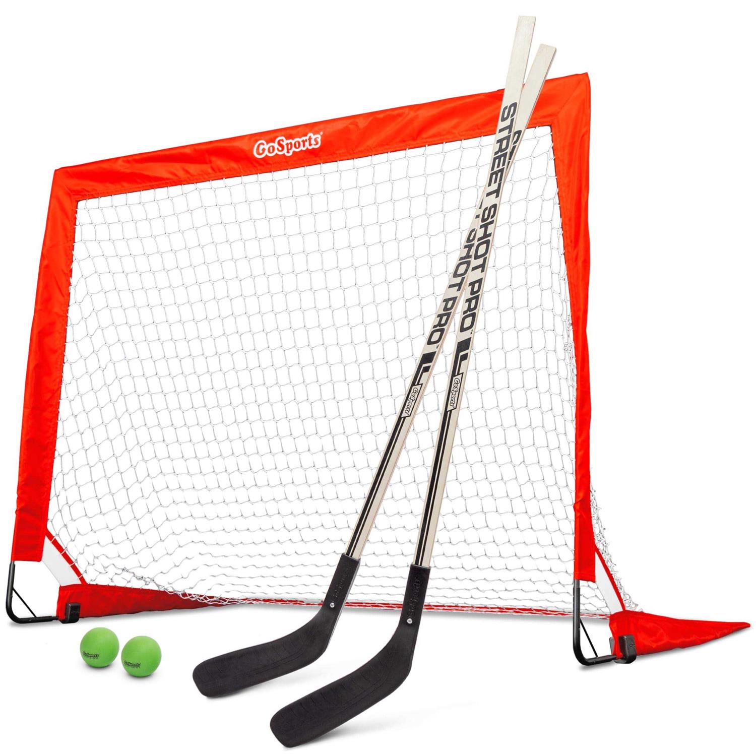 GoSports Hockey Street Set Includes Pop-Up Goal and 2 Hockey Sticks with 2 Hockey Street Balls - Image 2