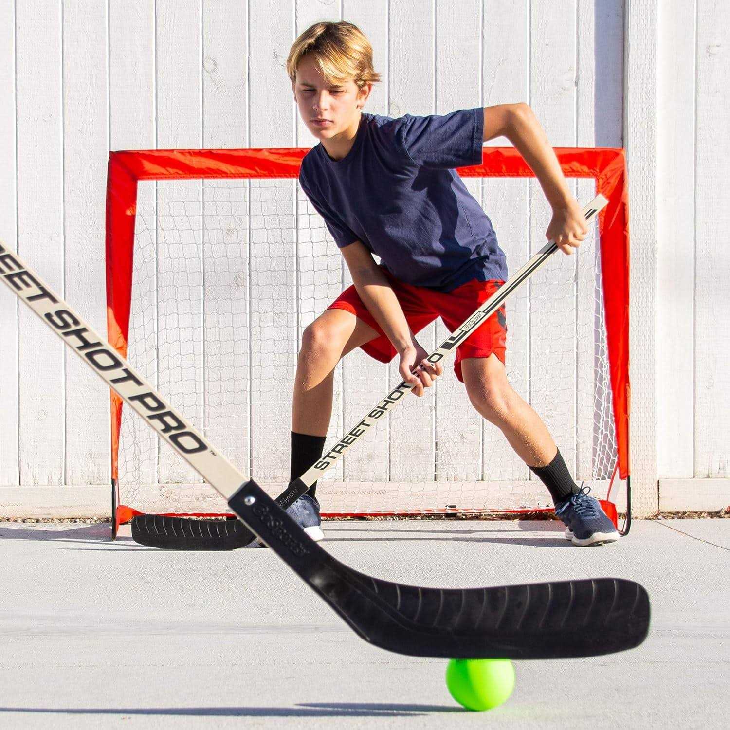 GoSports Hockey Street Set Includes Pop-Up Goal and 2 Hockey Sticks with 2 Hockey Street Balls - Image 3