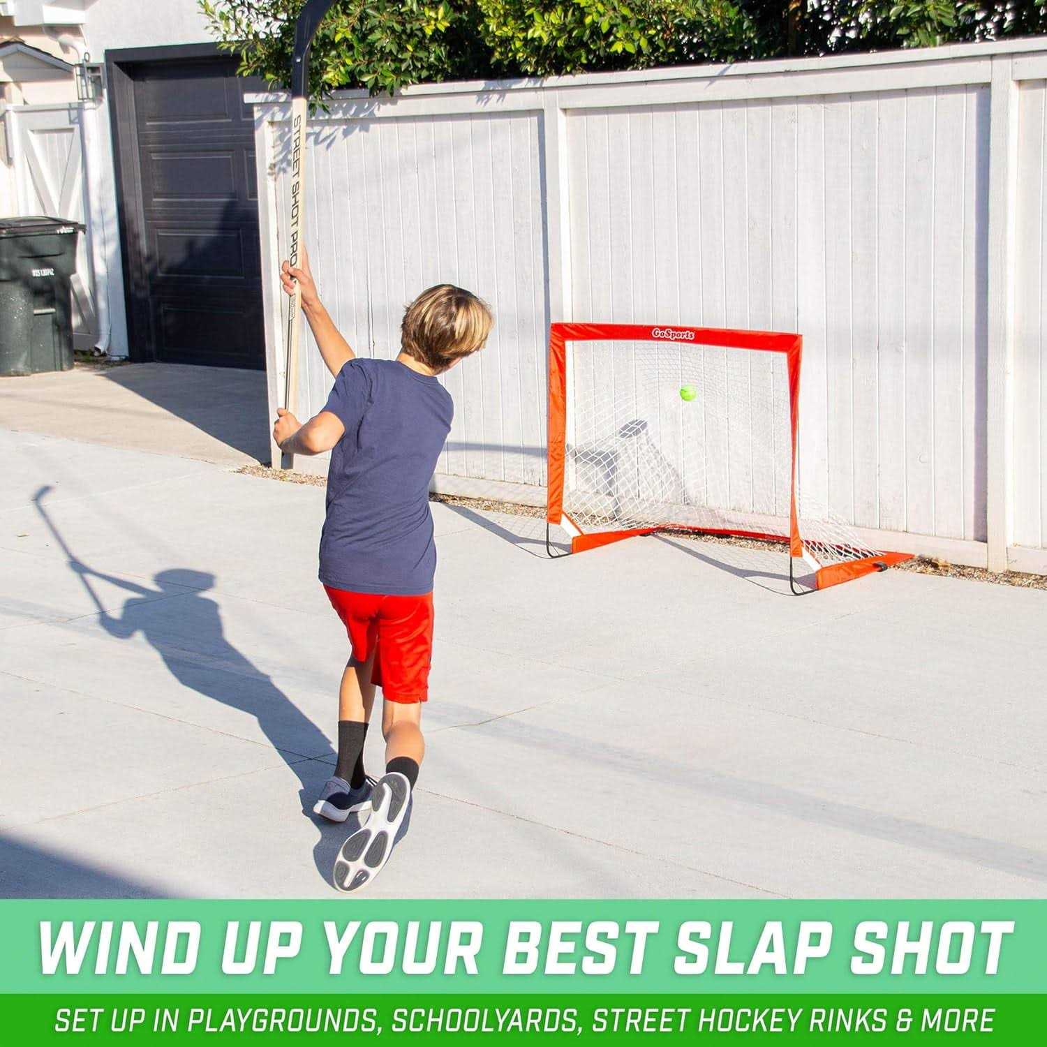 GoSports Hockey Street Set Includes Pop-Up Goal and 2 Hockey Sticks with 2 Hockey Street Balls - Image 5