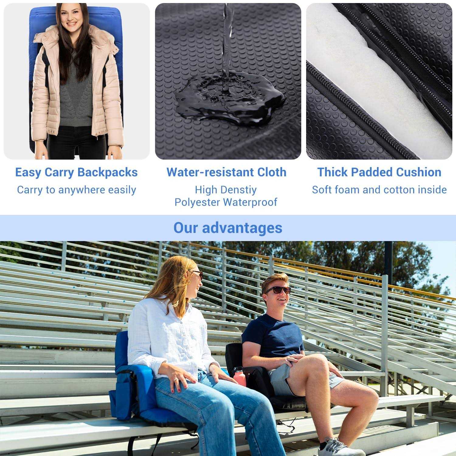 Sportneer Stadium Bleachers with Back Support - Image 3