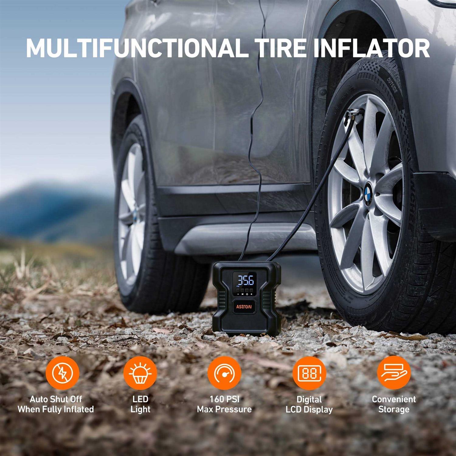 AstroAI 150 PSI Tire Inflator Car Tire Air Pump 12V DC - Image 3
