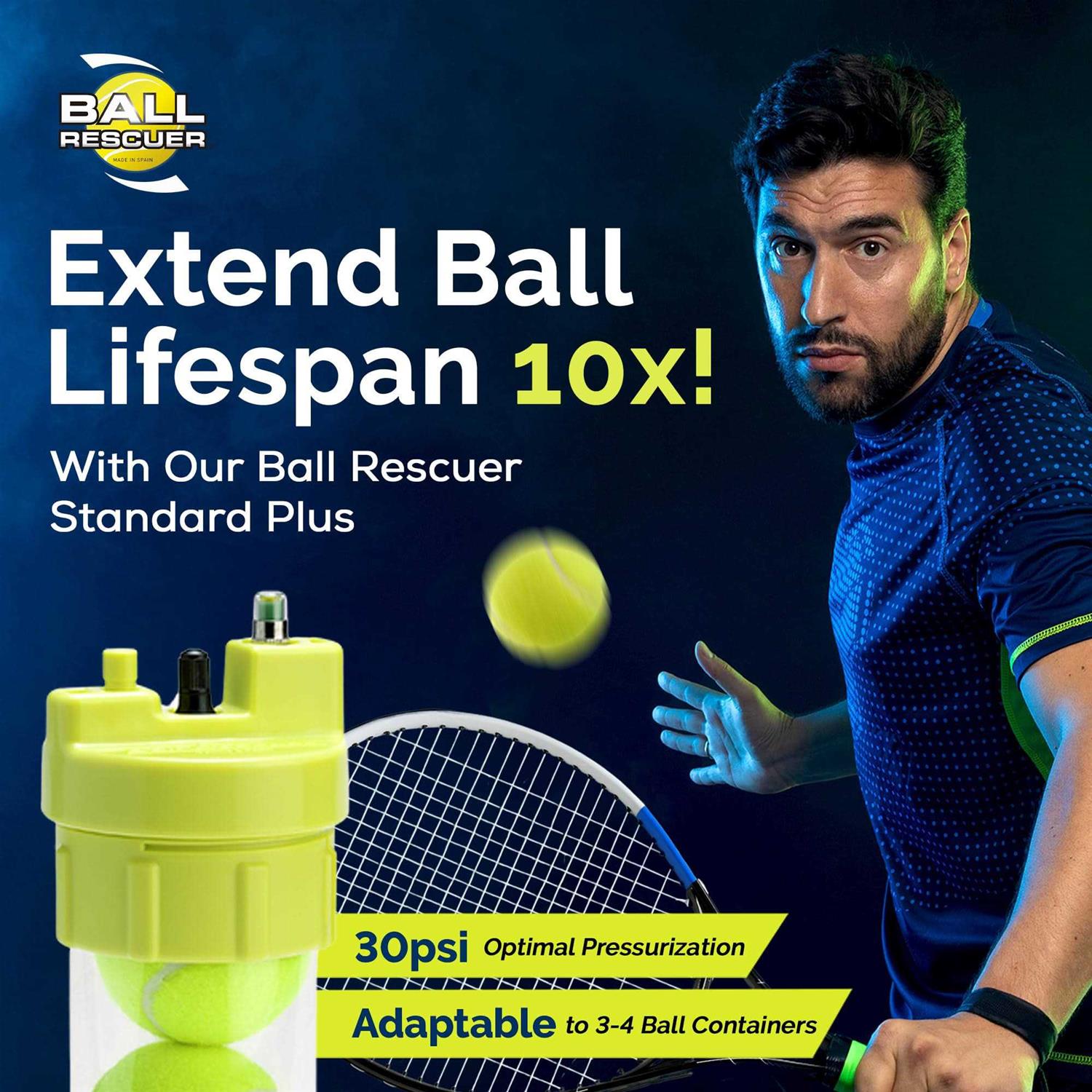 Ball RESCUER Tennis/Padel Ball Life Extender – Converts Plastic Tennis/Padel Ball Containers to a 30 psi Ball Pressurizer – Needs a Bicycle Pump to - Image 5