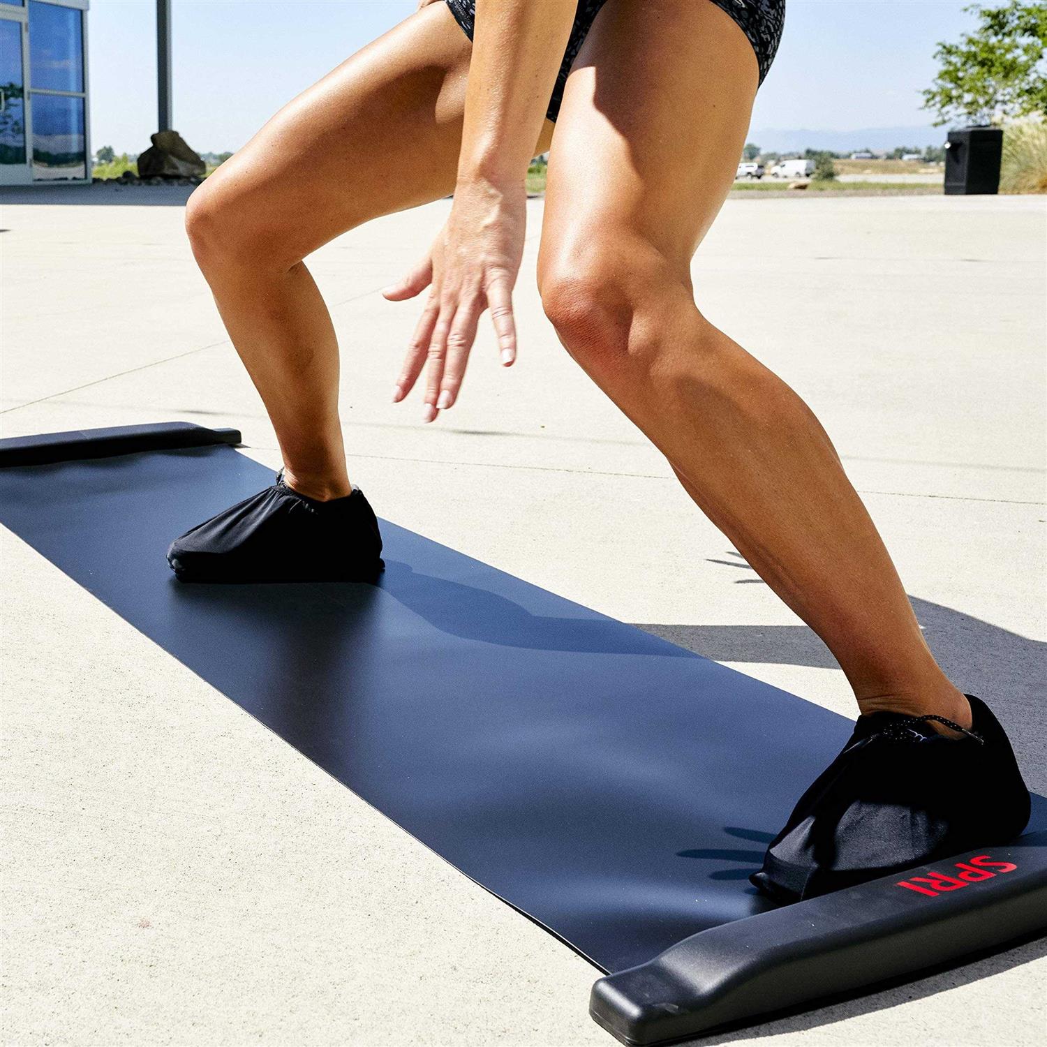 SPRI Slide Board with End Stops, Sliding Booties, Mesh Carrying Bag and Exercise Guide for Low Impact Balance Training - Image 3