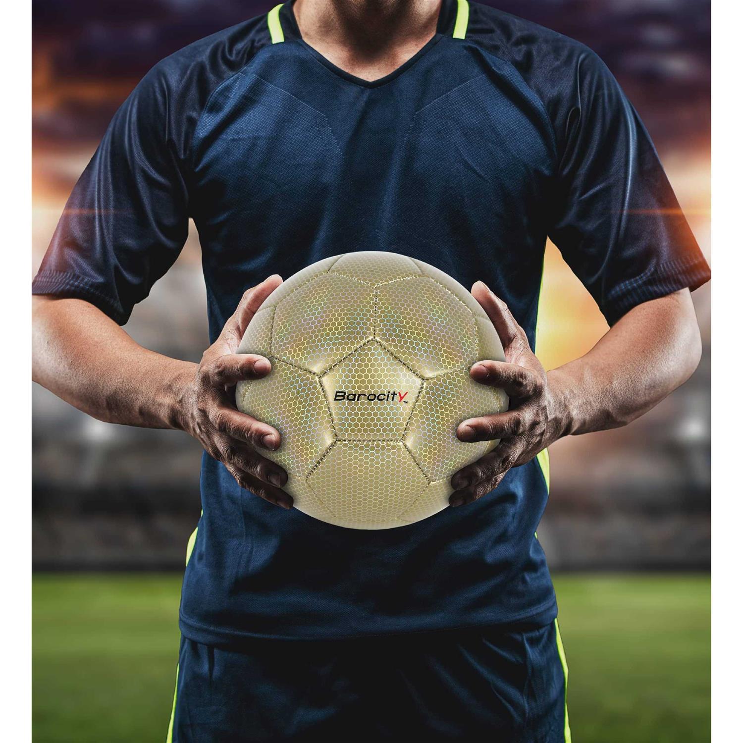 Barocity Soccer Ball Premium Boys and Girls Official Match Ball with Cool Reflective Rainbow Hex Pattern - Image 3