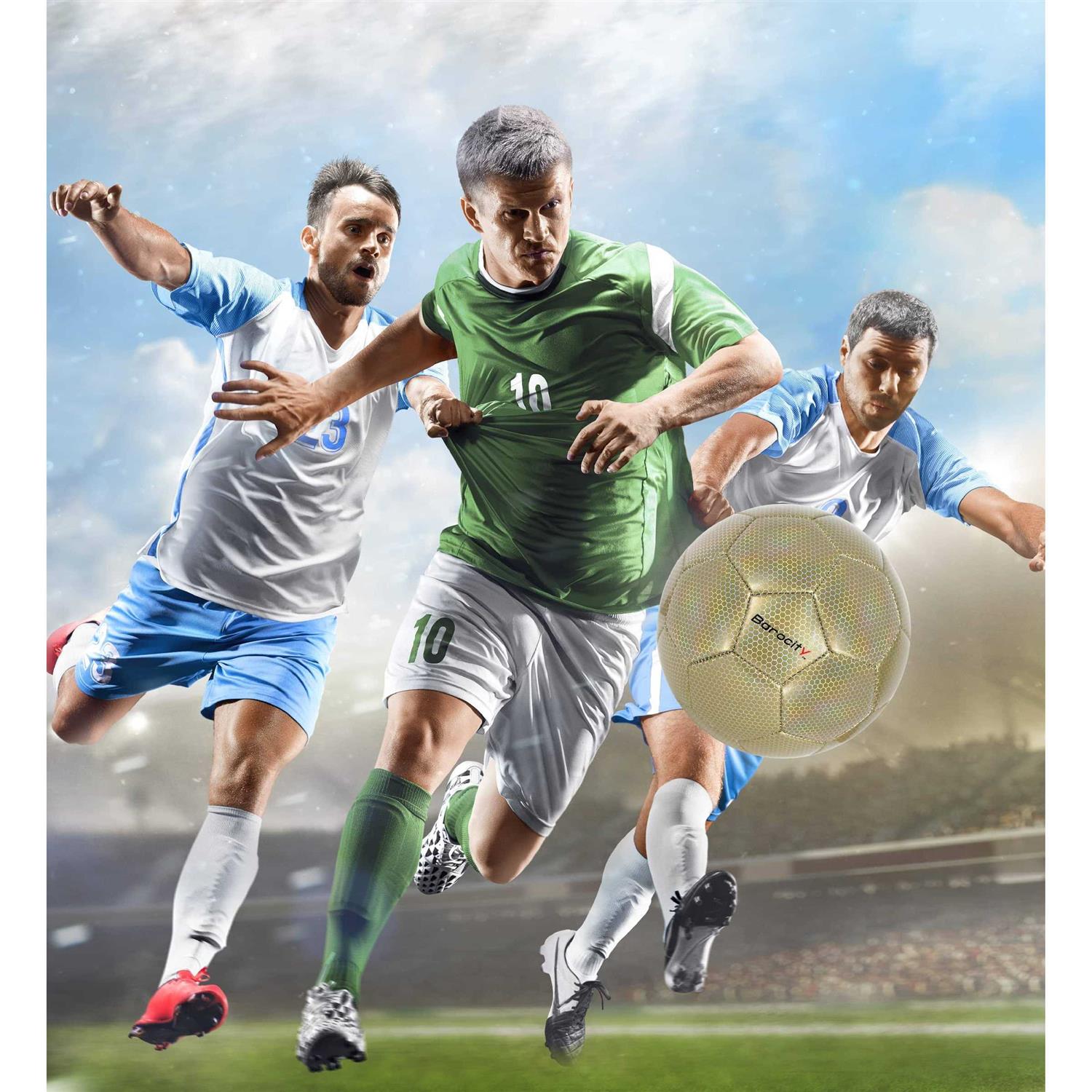 Barocity Soccer Ball Premium Boys and Girls Official Match Ball with Cool Reflective Rainbow Hex Pattern - Image 4