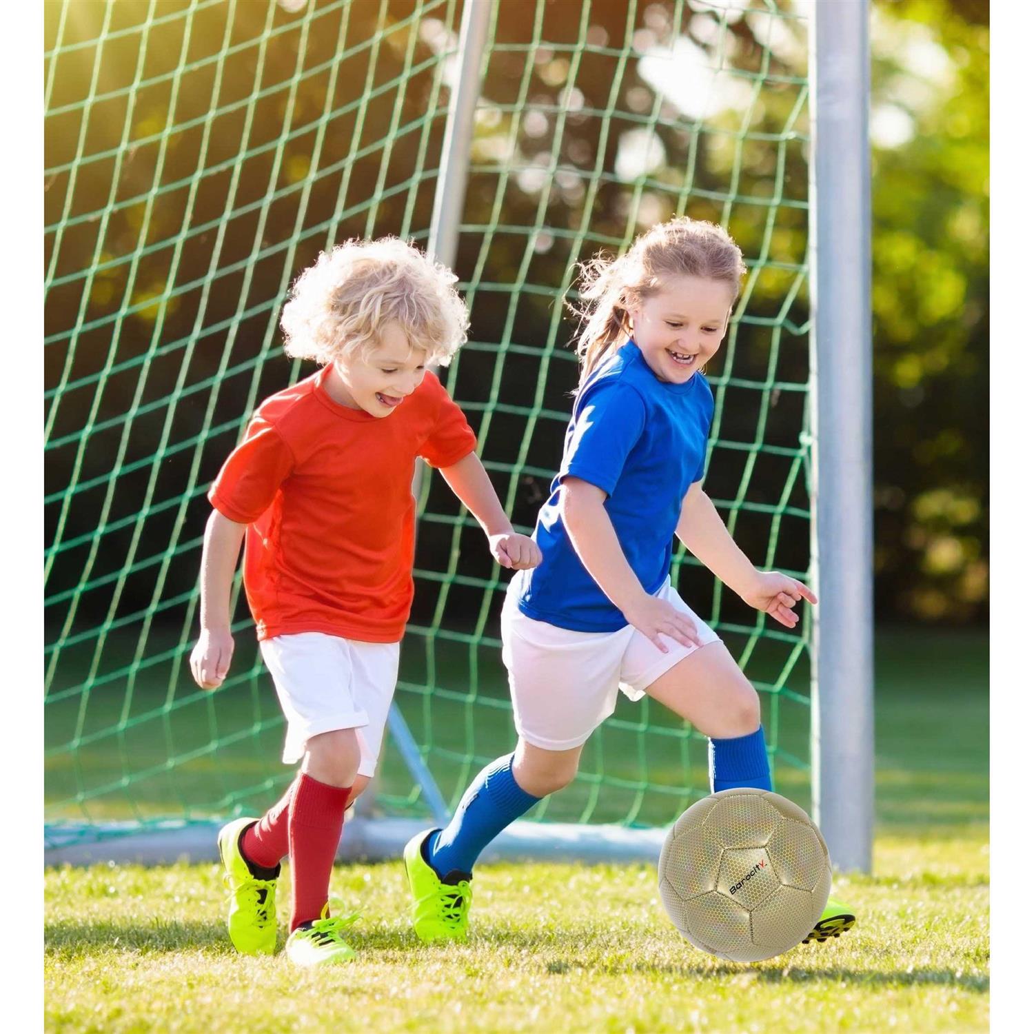 Barocity Soccer Ball Premium Boys and Girls Official Match Ball with Cool Reflective Rainbow Hex Pattern - Image 5