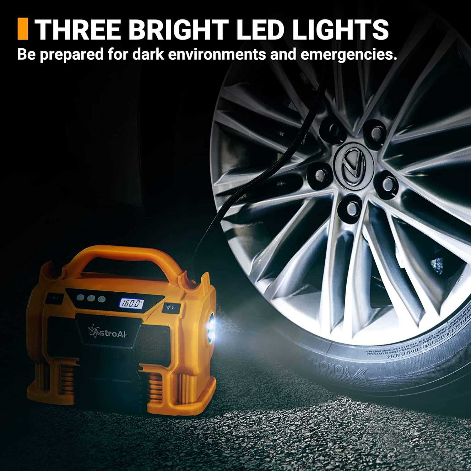 AstroAI Cordless Tire Inflator Air Compressor 160 PSI with Three Power Resources - Image 4