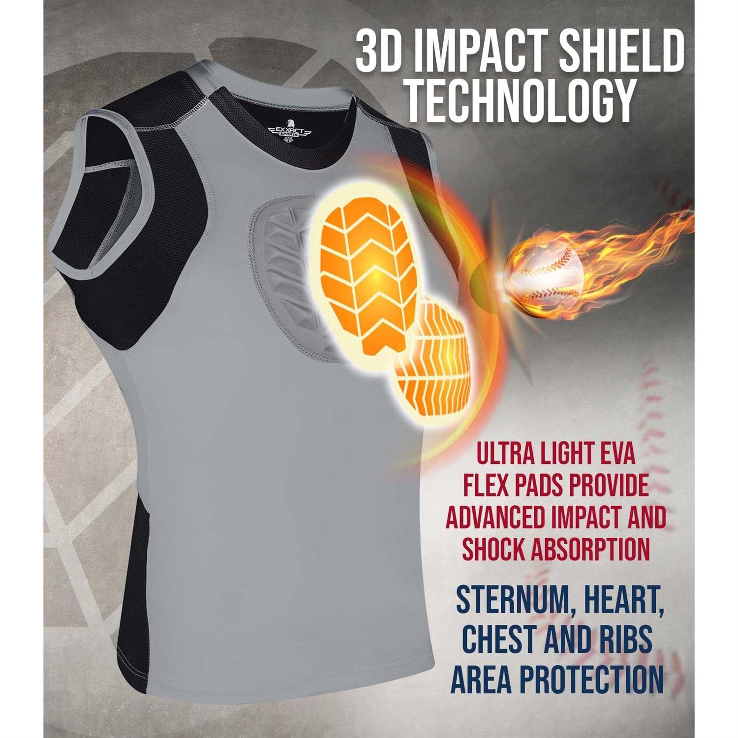 Exxact Sports Youth Baseball Chest Protector Padded Sternum Chest Guard - Image 2