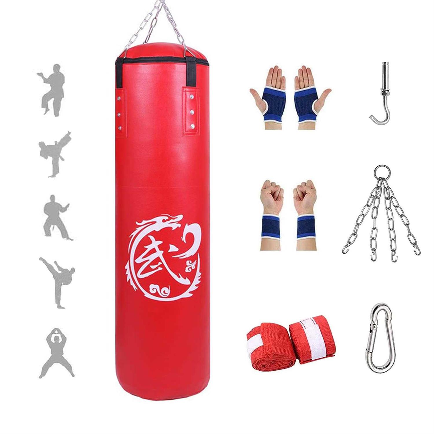 Kmljoee Adult Heavy Boxing Punching Bag Non Tear PU Leather Boxing