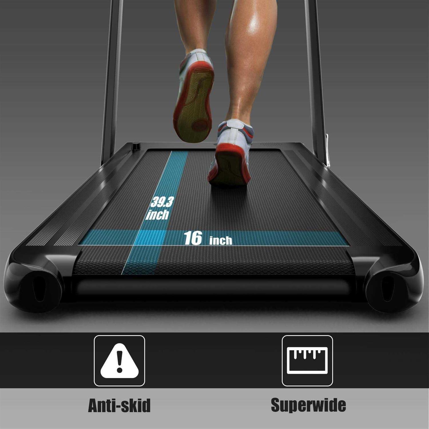 Goplus 2 in 1 Folding Treadmill, 2.25HP Superfit Under Desk Electric Treadmill, Installation-Free Control and LED - Image 5