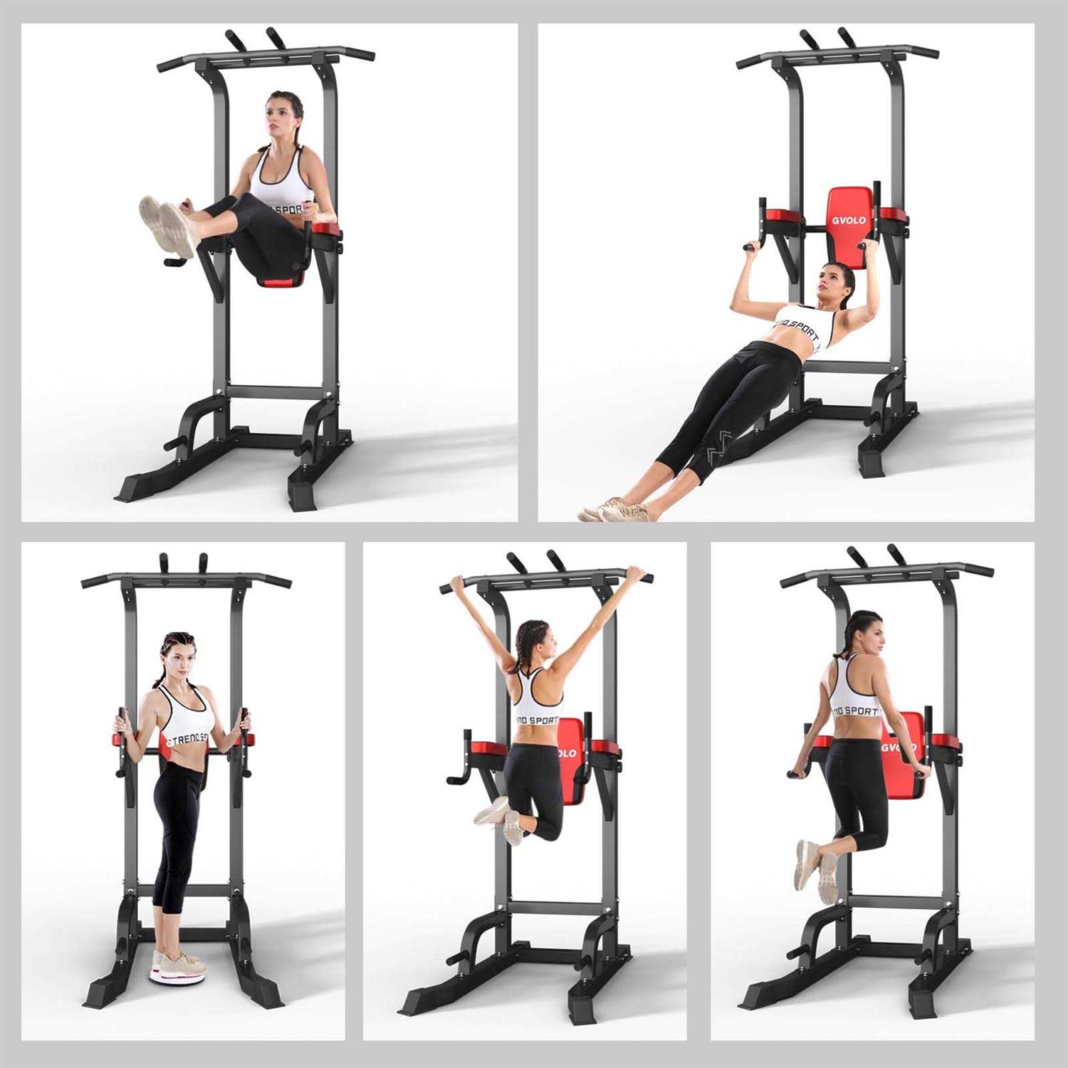 GVOLO Power Tower Dip Station Pull Up Bar Exercise for Home Gym Height Adjustable Multi-Function Power Tower with Backrest Strength Training Fitness - Image 4