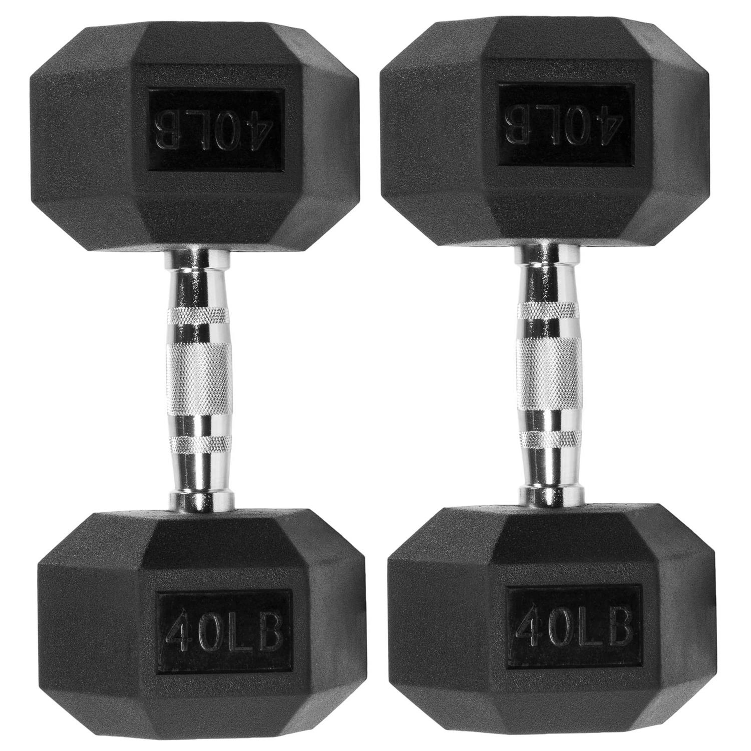 Signature Fitness Rubber Encased Hex Dumbbell - Image 3