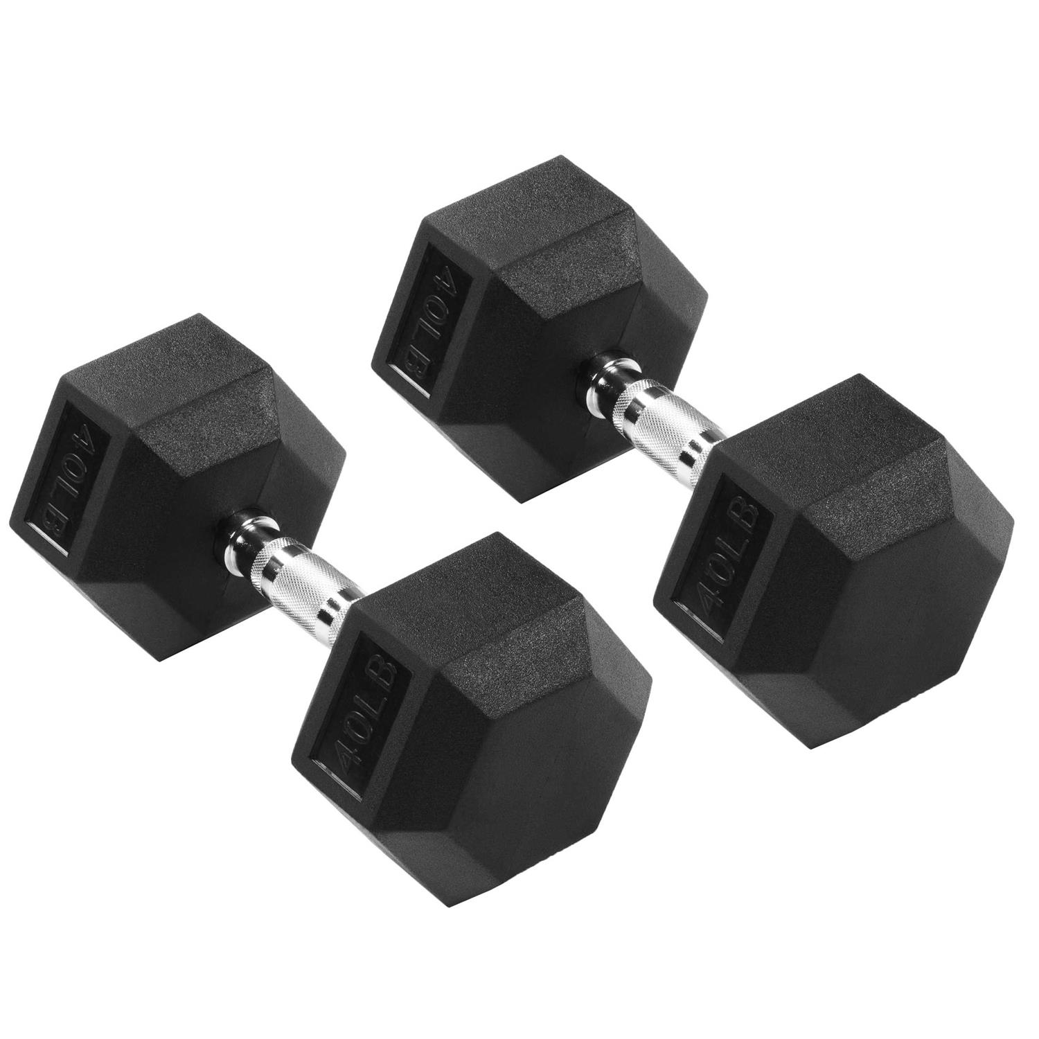 Signature Fitness Rubber Encased Hex Dumbbell - Image 4