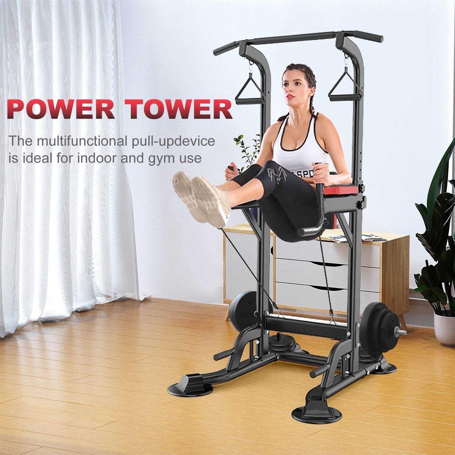PROHIKER Power Tower Dip Station, Pull Up Bar Stand Power Rack with Backrest and Resistance Band - Image 5