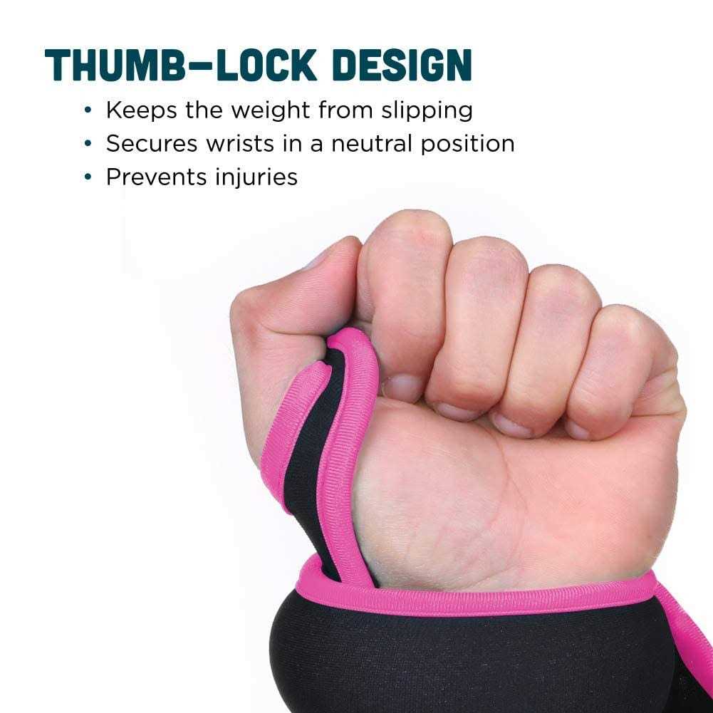 Comfecto 1 Pair Wrist Weights Set 2lb with Hole for Thumb and Thumb Lock Design for Man Women - Image 5