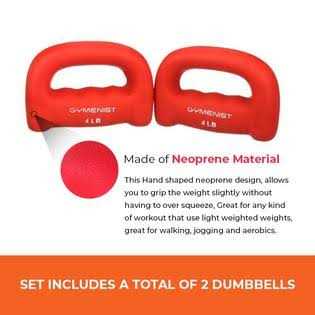 Gymenist Set Of 2 Hand Shaped Neoprene Exercise Workout Jogging Walking Cardio Dumbbells Pair - Image 4