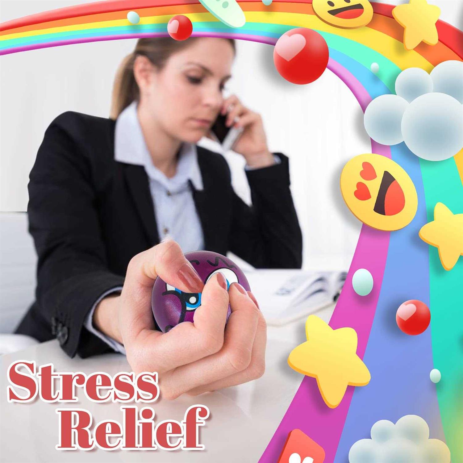 30 Pcs Face Stress Balls,2.5 Inch Funny Face Squeeze Balls,Emotion Squeeze Foam Balls,Foam Balls for Hand Wrist Stress Reliefs Finger Exercise - Image 4