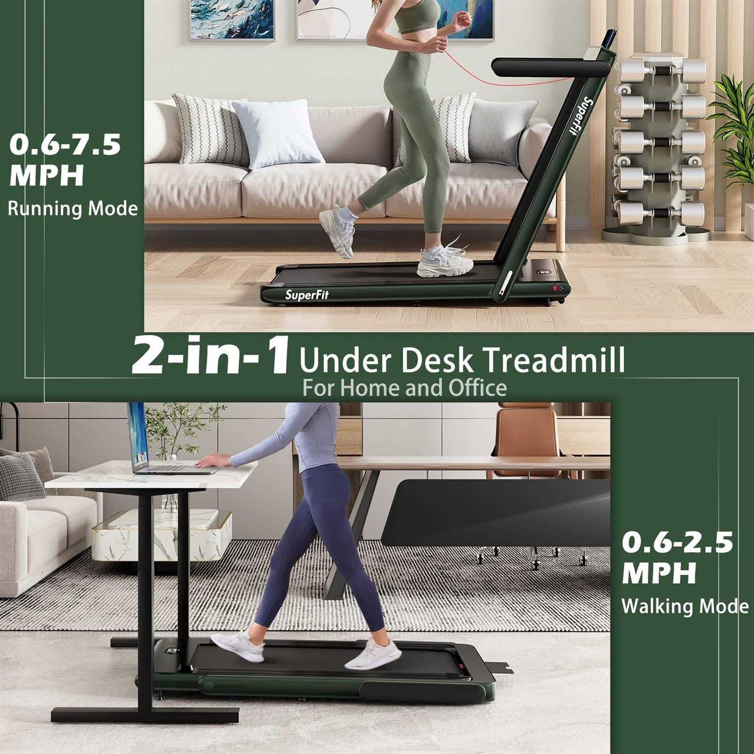 Goplus 2 in 1 Under Desk Treadmill 2.5HP Superfit Folding - Image 3
