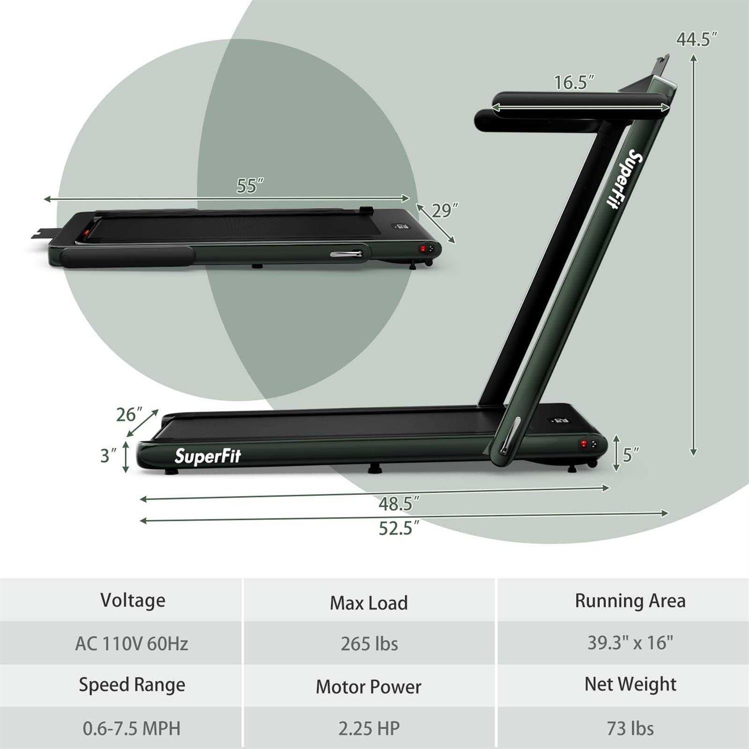 Goplus 2 in 1 Under Desk Treadmill 2.5HP Superfit Folding - Image 5