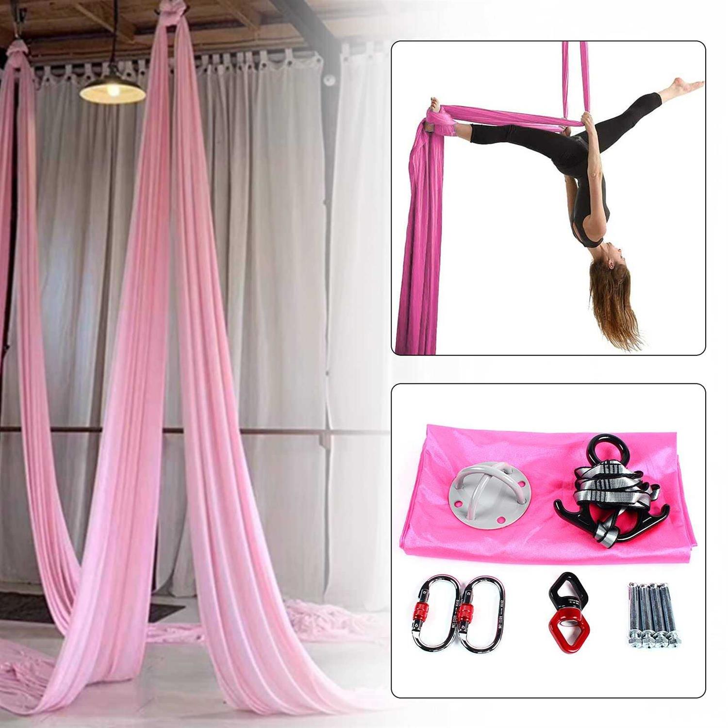 Qiucenmium Aerial Silks Aerial Hammock Aerial Yoga Hammock 9.2 * 9.2FT Silks for Gymnastics Can Support 400kg Sling - Image 3